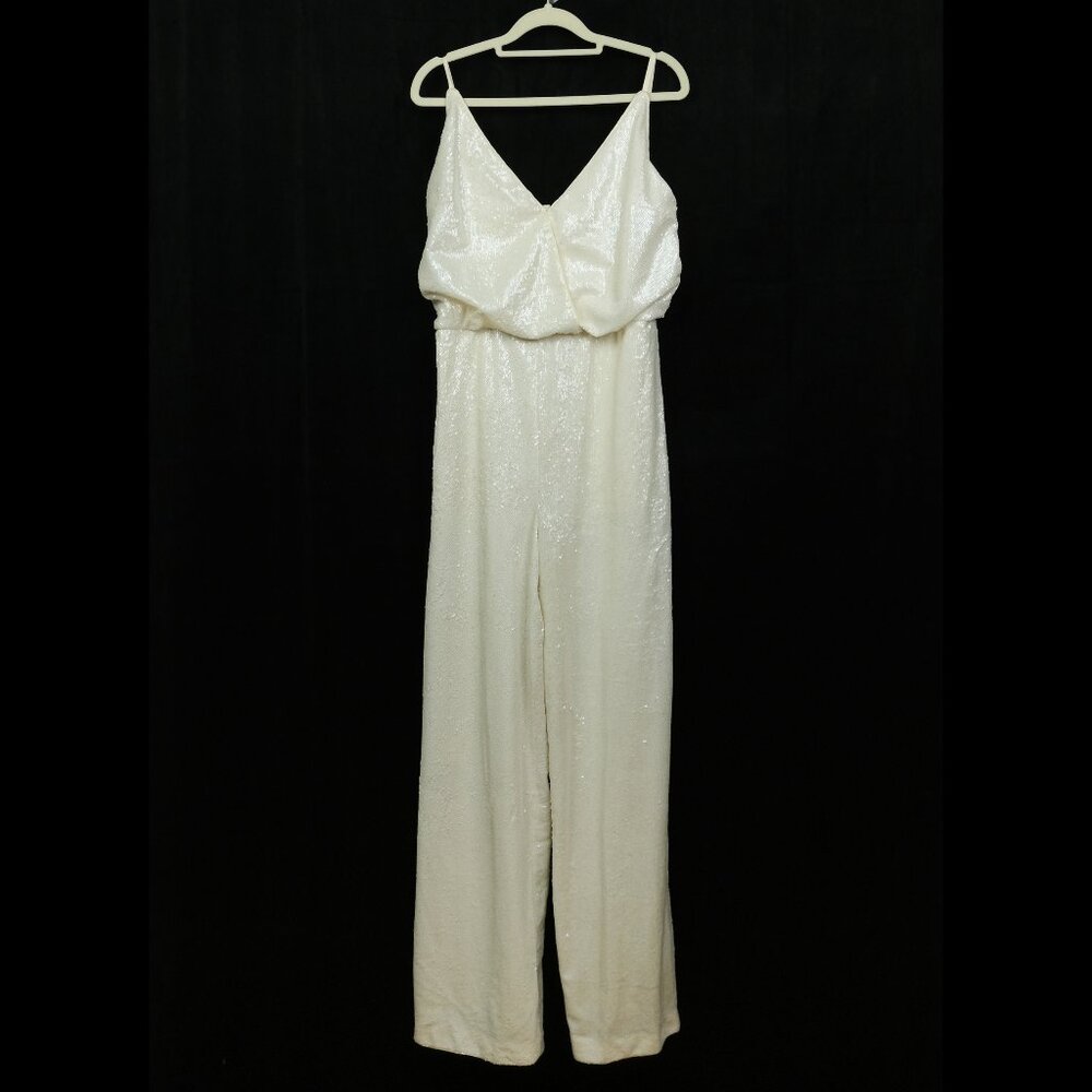 Aidan Mattox for BHLDN Ivory La Lune Sequin Wide Leg Jumpsuit - Picture 2 of 4